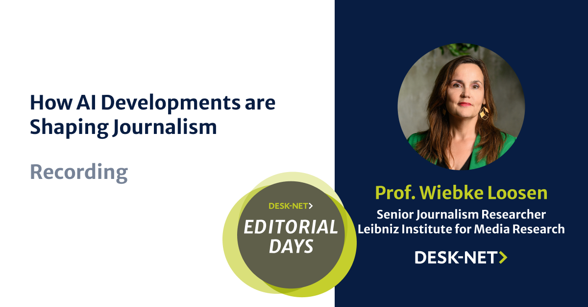 Datafication, Automation, and the Changing Face of Journalism Watch Prof. Dr. Wiebke Loosen's Editorial Days 2023 Presentation