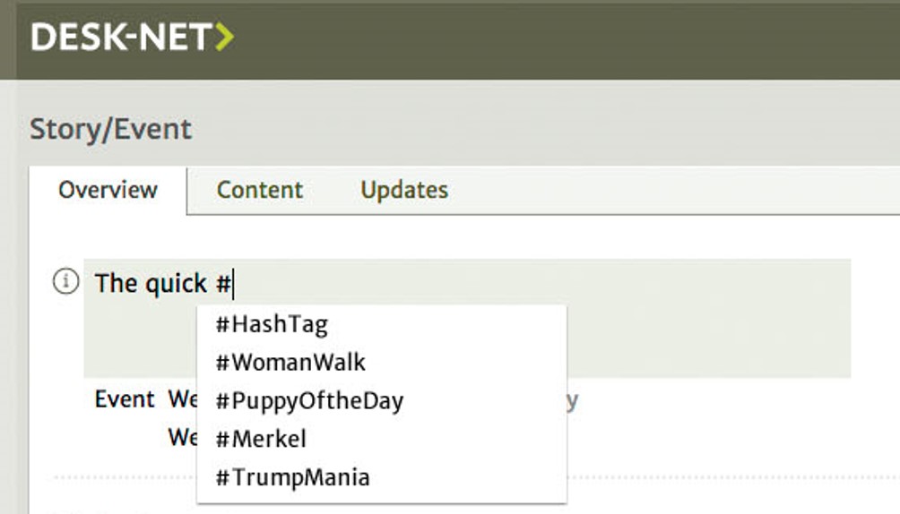 auto-suggest for hashtags